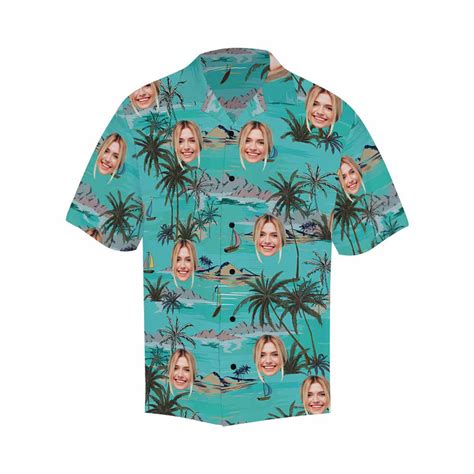 Custom Face Coconut Tree Green Mens All Over Print Hawaiian Shirt Pe