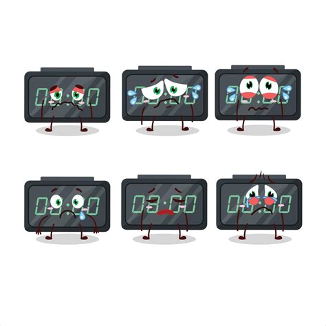 Digital alarm clock cartoon character with sad expression 22876095 ...