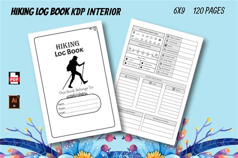 Hiking Log Book Kdp Interior Graphic By Azzziz Creative Fabrica