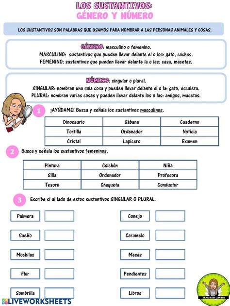 G Nero Y N Mero De Los Sustantivos Ficha Interactiva Y Descargable