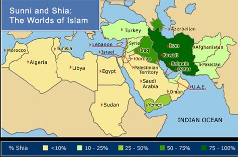 Red Lines and Deadlines ~ Map: Sunni and Shi'a ~ The Worlds of Islam ...