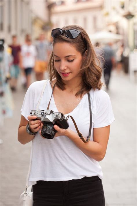 Brunette Beauty Taking Photo Stock Image Image Of Asian Film