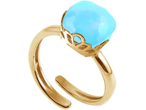 Gemshine Damenring 925 Silber Vergoldet Oder Rose Mit Aqua Chalcedon