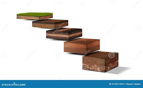 Isometric Soil Layers Diagram Cross Section Of Green Grass And