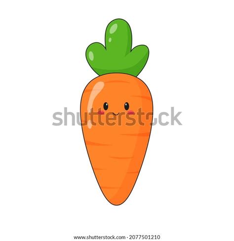 Cute Kawaii Carrot Character Flat Cartoon เวกเตอร์สต็อก ปลอดค่า