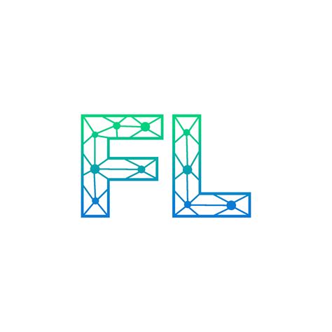 Abstract Letter Fl Logo Design With Line Dot Connection For Technology