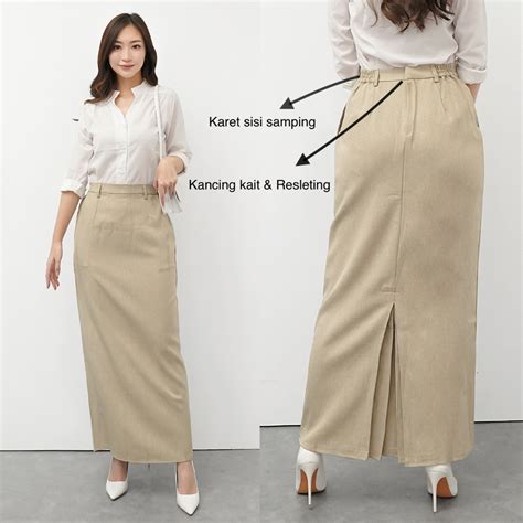 Jual NIMI Rok Span Kerja Wanita Rempel Belakang Bahan Stretch Premium