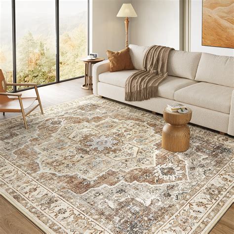 Washable X Area Rugs For Living Room Vintage Distressed Floral