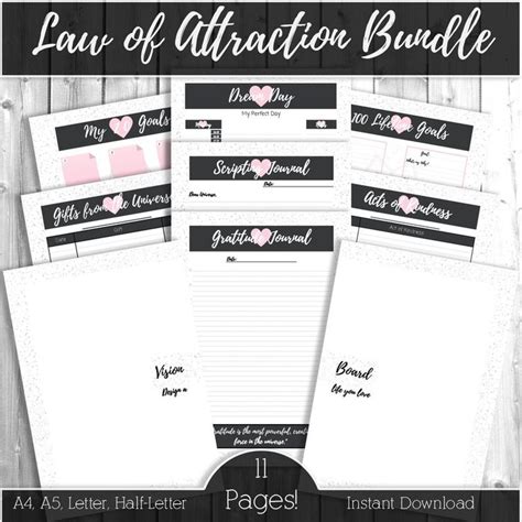 Law Of Attraction Planner Bundle Vision Board Gratitude Etsy Law Of