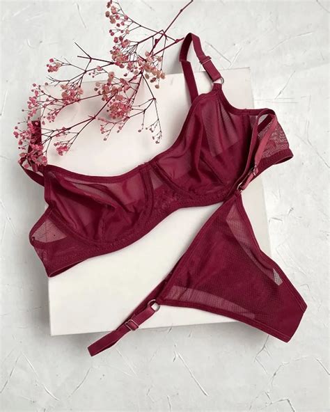 Dvodjelni Lingerie Set Mesh Bordo Lunatik