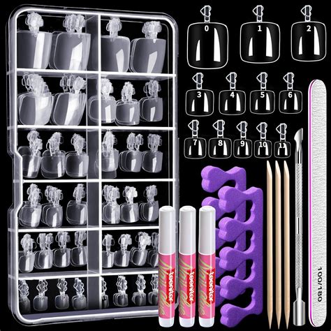 Amazon AIDVPOD Pcs Press On Toenails Fake Toe Nail Nude White French Tip Sticker With