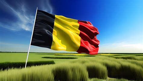 Premium AI Image The Belgium Flag Waving Proudly Against A Clear Blue