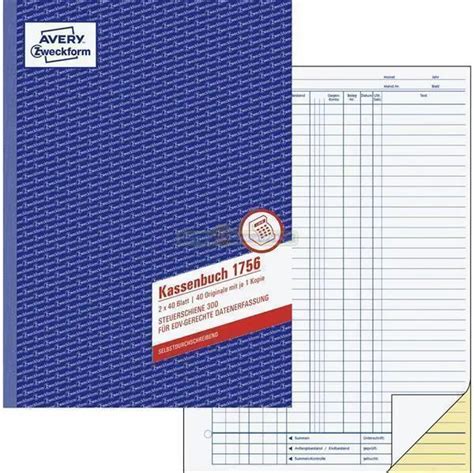 AVERY ZWECKFORM KASSENBUCH 1756 Mit Steuerschiene 300 EDV DATEV