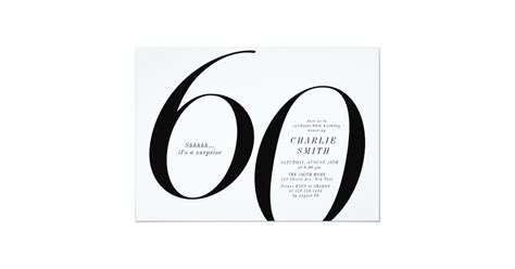 Modern Minimalist Black And White 60th Birthday Invitation