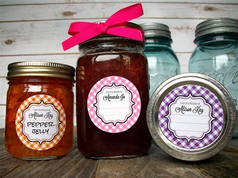 Gingham Custom Kitchen Labels Round Stickers For Canning Jars Etsy