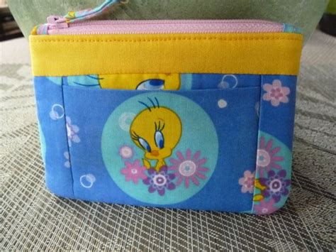 Handcrafted Tweety Bird Zipper Coin Purse Mini Wallet With