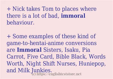 "immoral" - sentence examples - EnglishTestStore Blog