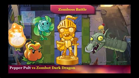 Plants Vs Zombies 2 Frostbite Caves Zomboss Battle Pepper Pult Vs Zombot Dark Dragon Youtube