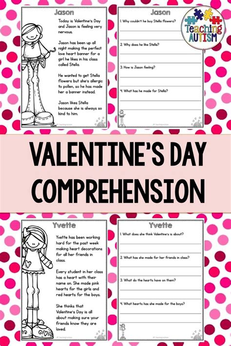 Free Printable Valentine Day Reading Comprehension Worksheets Reading