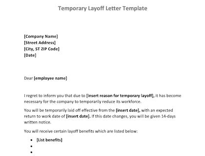 Temporary Layoff Letter - Free Template Download