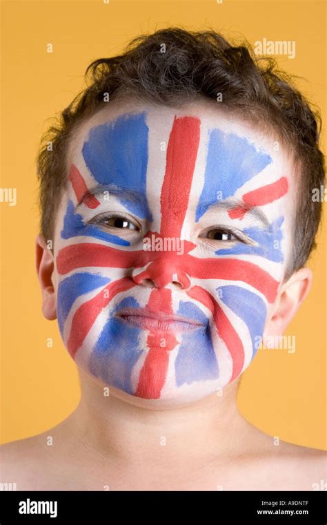 Small Boy Wearing Union Jack Flag Face Paint Stock Photo Alamy