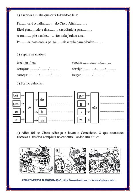 1º e 2 ano ATIVIDADES DE ORTOGRAFIA ça ço çu çã ção Cuca