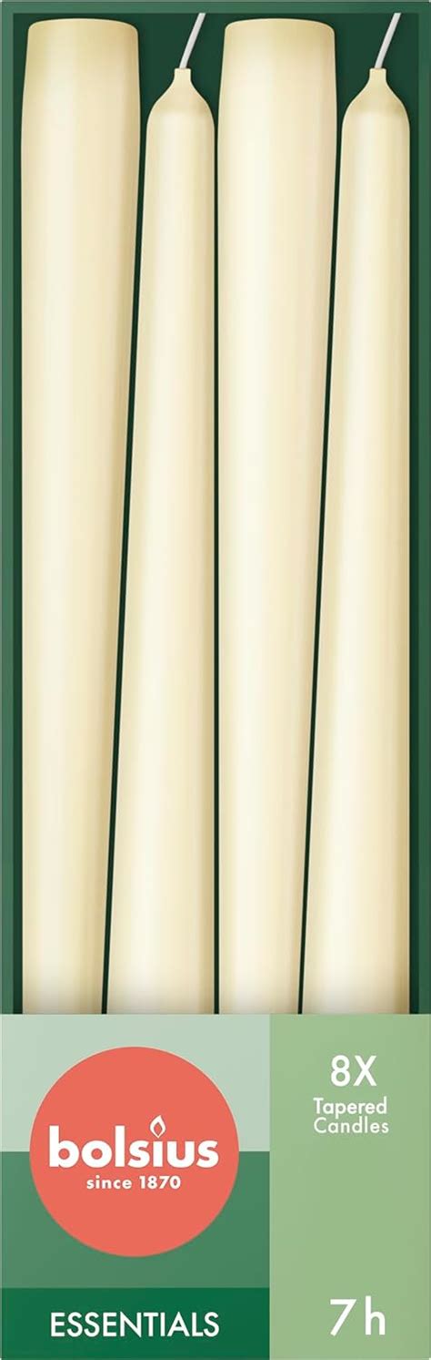 Bolsius Tapered Candles Ivory Pack Cm Decorative