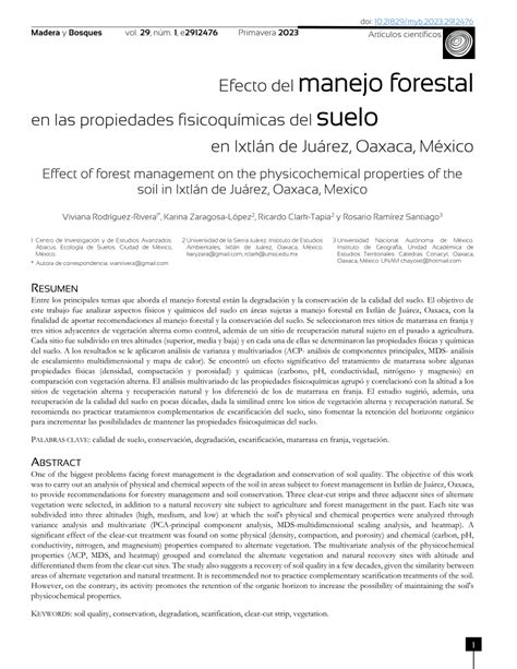 PDF Efecto del manejo forestal en las propiedades fisicoquímicas del