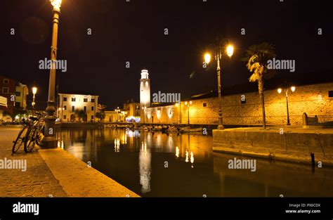 Historic harbour in the night Stock Photo - Alamy