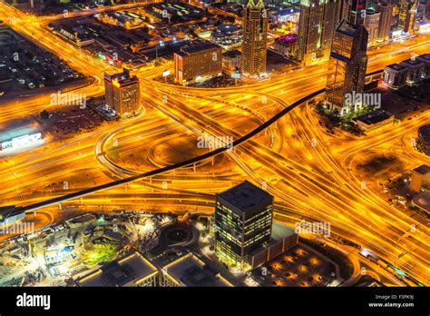 Dubai Skyline At Dusk Uae Stock Photo Alamy