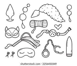 Set Sex Toys Collection Toys Adults Stock Vector Royalty Free 2256450349 Shutterstock