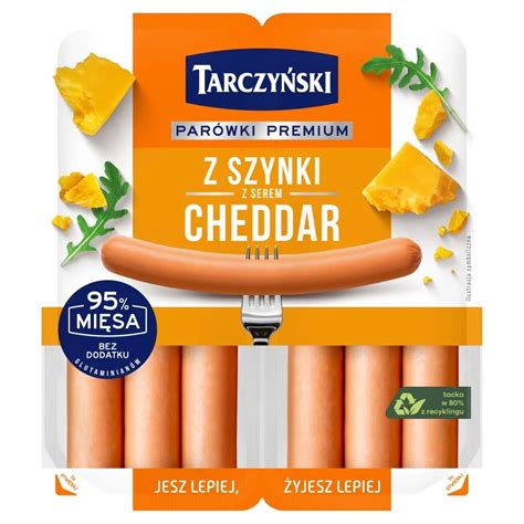 Tarczyński Parówki premium z szynki z serem cheddar 180 g 2 x 90 g