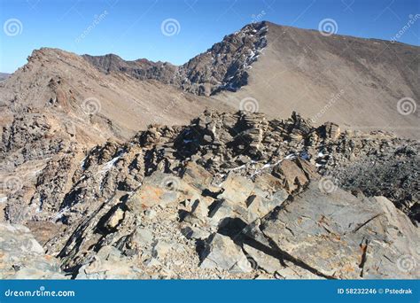 Mulhacen Summit in Sierra Nevada Mountains Stock Photo - Image of slope ...