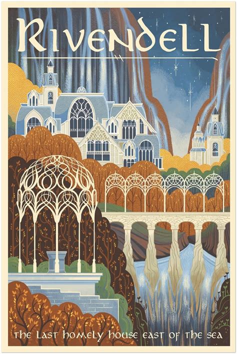 Lord Of The Rings Poster Rivendell Travel Print Wall Art Vintage Ebay