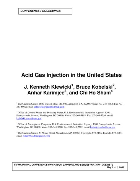 (PDF) Acid Gas Injection in the United States