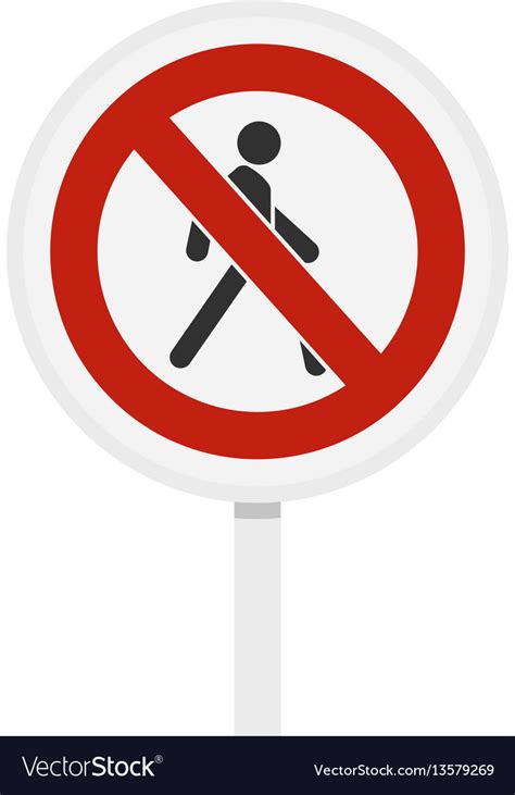 No pedestrian traffic sign icon flat style Vector Image