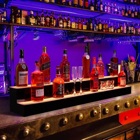 Wrought Studio™ LED Lighted Liquor Bottle Shelf,LED Bar Shelves With