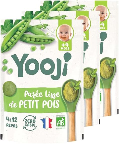 Yooji Purée lisse petit pois bio 12 repas bébé dès 4 mois Lot