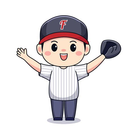 Cute Boy Playing Baseball Kawaii Chibi Character Design 4910416 Vector
