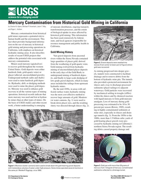 Pdf Mercury Contamination From Historical Gold Mining In California