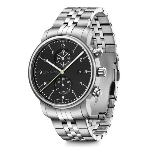 Urban Classic Chrono, 42mm, black, stainless steel - Wenger Australia