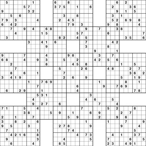 Super Samurai Sudoku 13 Grids Printable Samurai Sudoku Grid