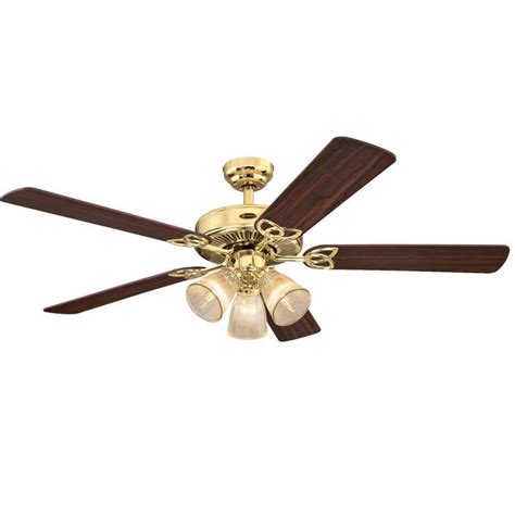 Westinghouse Vintage 52 In Led Indoor Polished Brass Ceiling Fan With Light Kit 7233800 The