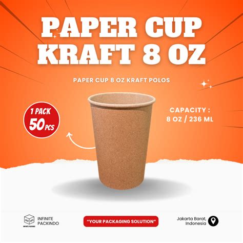 Jual ISI PCS Paper Cup Oz Hot Kraft Polos Gelas Kopi Kertas Oz Polos Shopee Indonesia