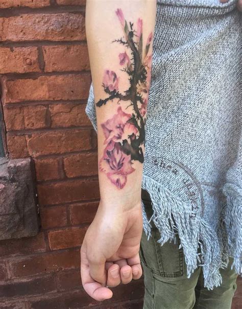 Fotos De Tatuagem Cor De Rosa Gladiola No Antebra O Da Menina