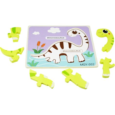 Drewniana Kolorowa Uk Adanka Puzzle Dinozaury Brachiosaurus