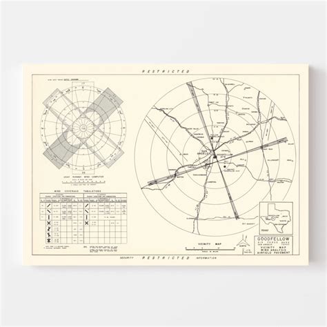 Vintage Map of the Goodfellow Air Force Base Vicinity, 1952 by Ted's ...