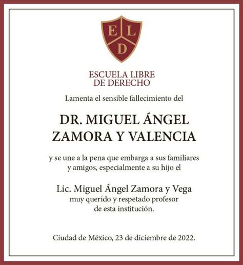 Dr Miguel Angel Zamora Y Valencia Obituario Esquela