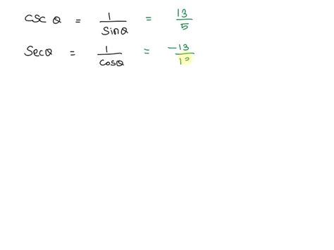 SOLVED 5 Find The Exact Value Of Each Of The Remaining Trigonometric