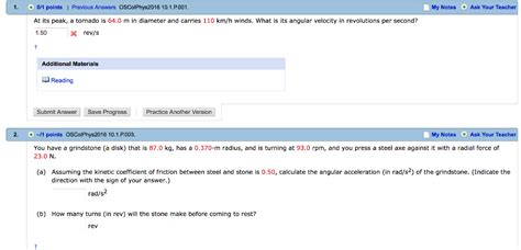 Solved 0 1 Points Previous Answers Oscolphys2016 10 1 P 001